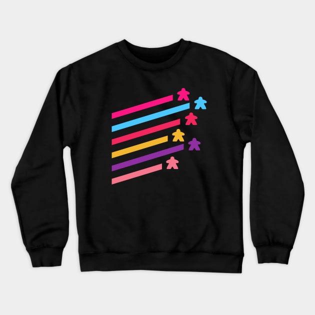 Synthwave 80s Meeples Crewneck Sweatshirt by dungeonarmory